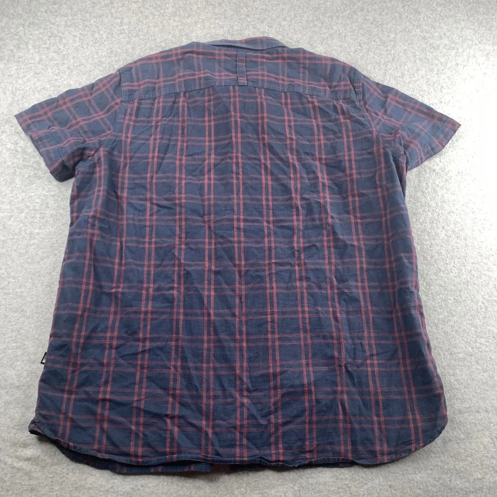 The North Face Button Up Shirt Mens XL Navy Blue Red Plaid Short Sleeve Hiking